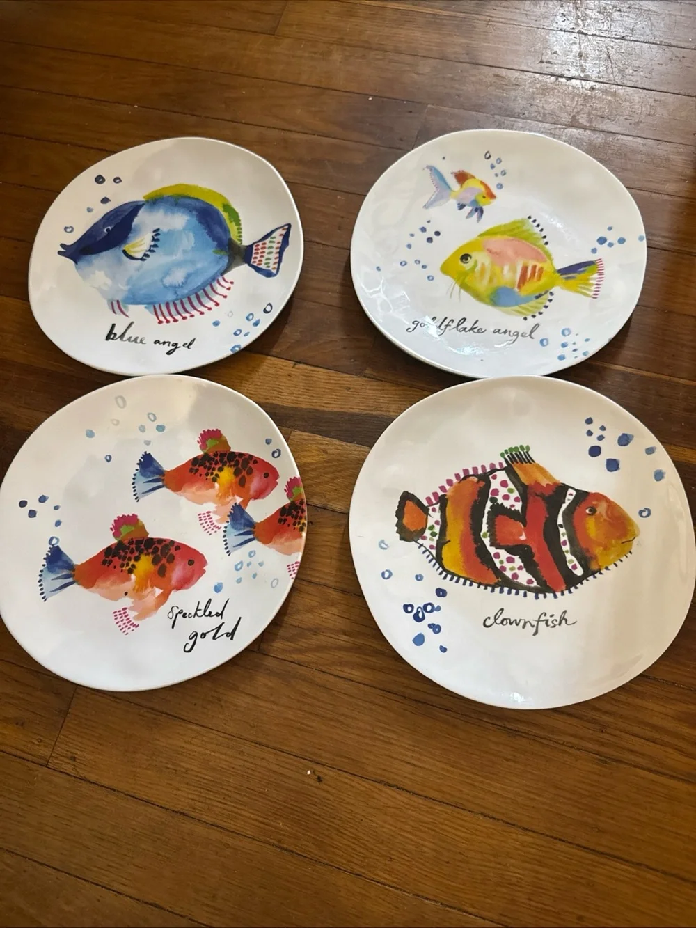 Pier 1 Multicolor Sea Life Hand-Painted Fish Salad Plates